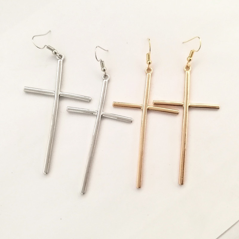 Korean Fashion Cross Pendant Stainless Steel Men and Women Ear Clip Earrings Hip Hop Punk Rock Jewelry Bar Wear Best Ear Studs Accessories Factory Wholesale In Stock