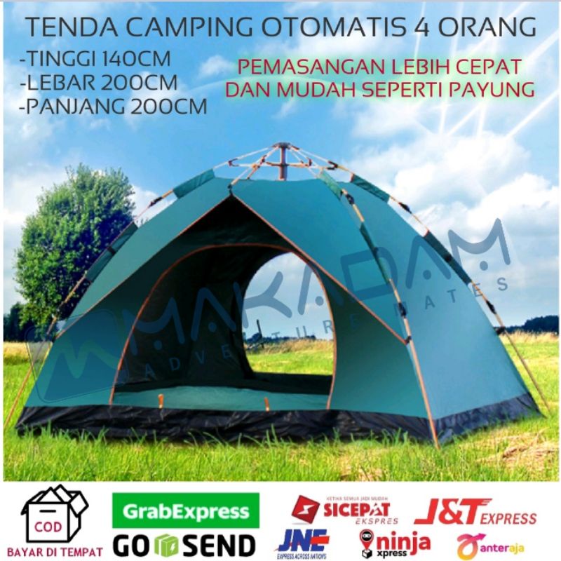 tenda camping tenda dome 4 orang buka otomatis