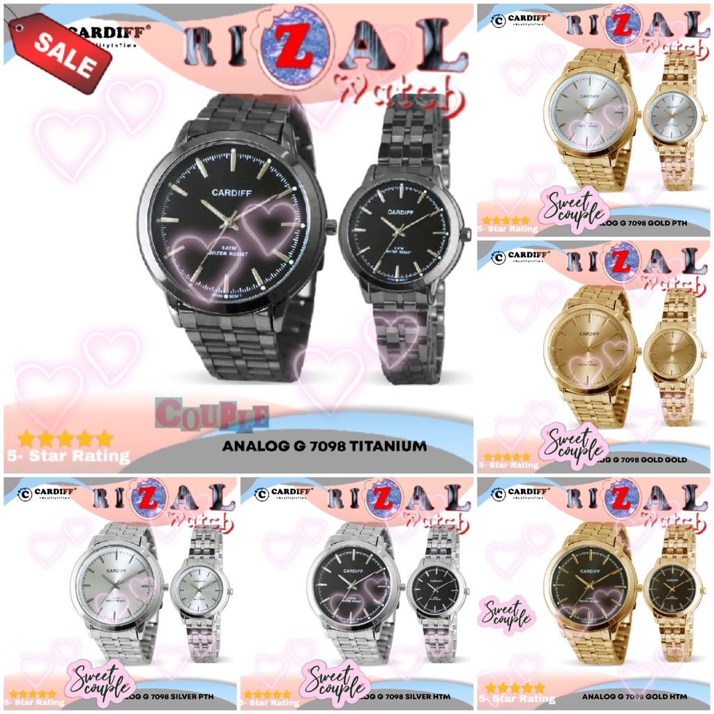 Terlaris JAM TANGAN COUPLE KEKINIAN CARDIFF Analog G 7098- G 7099 JAM TANGAN KEKINIAN Couple Analog