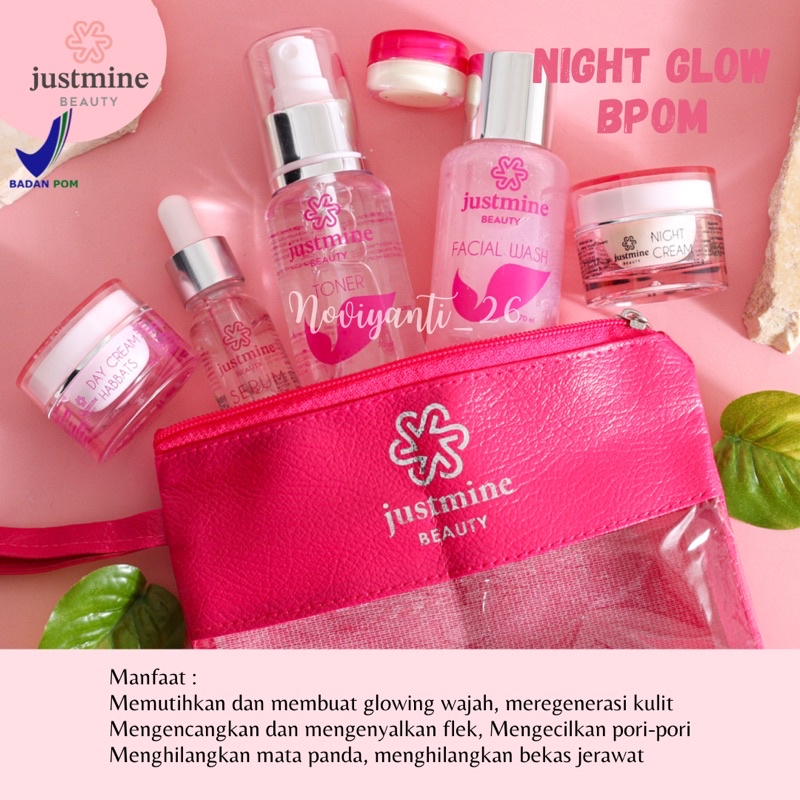 JUSTMINE BEAUTY SKINCARE PAKET NIGHT GLOW JELLY ACNE REMOVE SPOT ACNE MORE ORIGINAL-1