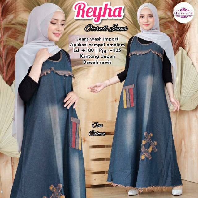 Reyha Overall Jeans NO INNER LD 100 PB 135 Baju Kodok Rok Wanita Dewasa Cewek Murah Pakaian Kekinian