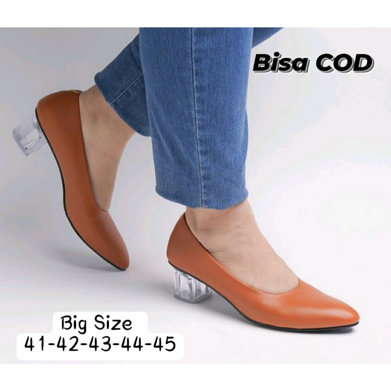 OXPOR Series / Sepatu Kerja Big Size 41-45 Wanita Hak Kaca Mewah / Heels Kantoran Ukuran Besar Tane JUMBO Size, 42