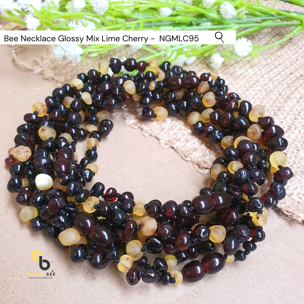 Kalung Amber Anak Premium Mix Cherry Lemon by Amber Bee NGMLC95