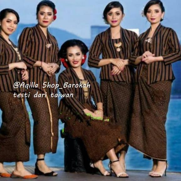 Bagus Dipakai.. Stelan Baju lurik wanita | kebaya lurik + jarik coklat | baju adat jawa