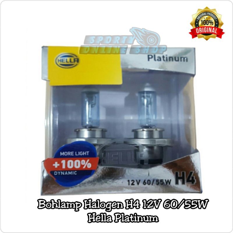 Bohlamp Halogen H4 12V 60/55W 4400K Hella Platinum Original