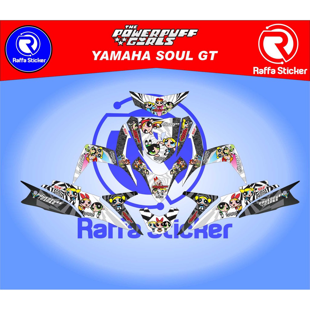  Sticker  motor  Fullbody YAMAHA MIO SOUL GT PUTIH POWER PUFF 