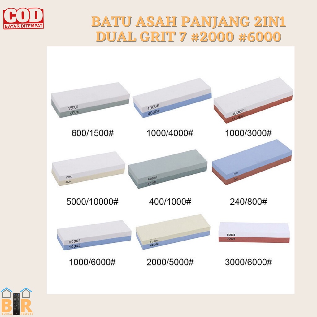 Batu Asah Pengasah Pisau  Grit 7inch Sisi Warna PutihBiru