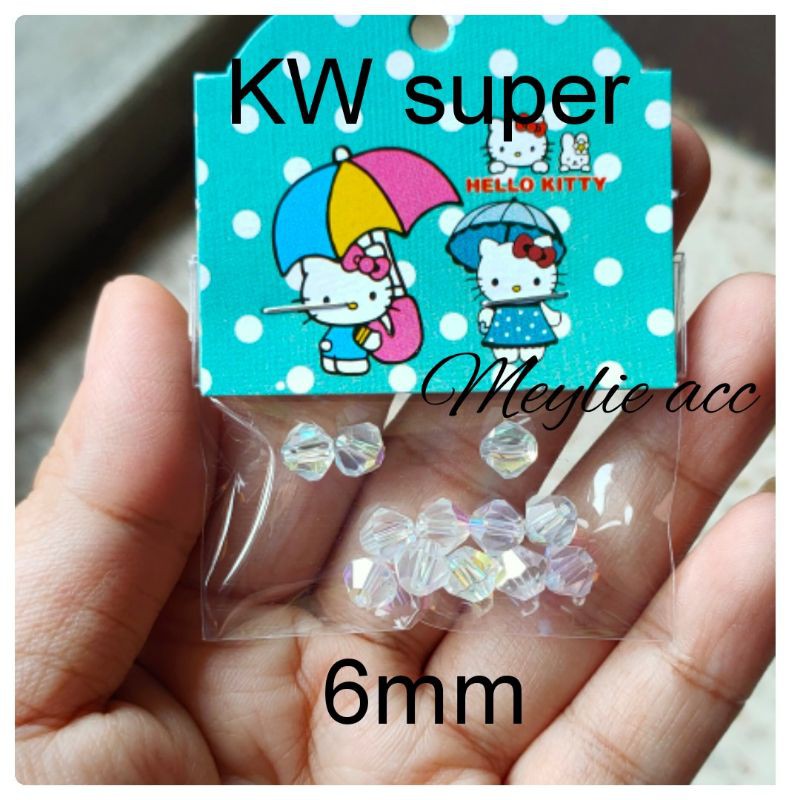 Kristal beads bicone 6mm KW super /bukan swarovski (perlusin)