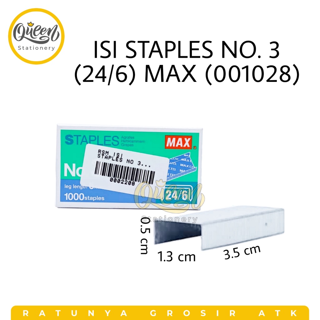 

1 KOTAK ISI STAPLES NO 3 (24/6) MAX / ISI STAPLER / REFILL STEPLES (001028)