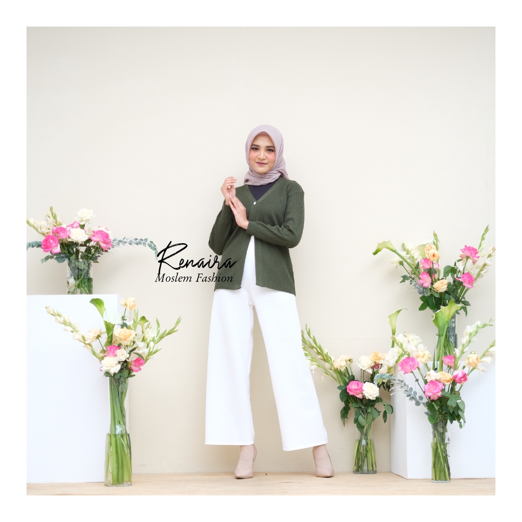 Cardigan rajut kancing mutiara RENAIRA 01-3