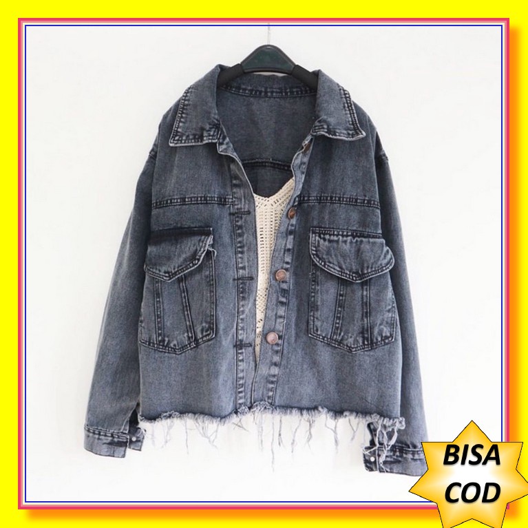 Jual Jaket Jeans Cewek Hits Kekinian Denim Jacket Jins Murah Jumbo Ove