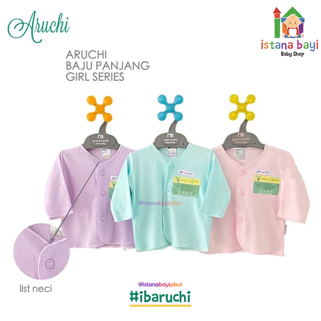 Aruchi Baju Panjang WARNA Kancing Depan SML - Aruchi Baju Bayi