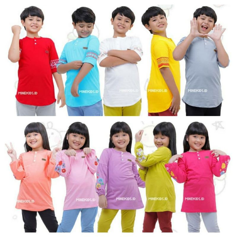 4-12T Minekids.id Setelan Anak Perempuan/Laki-laki Setelan Muslim Casual