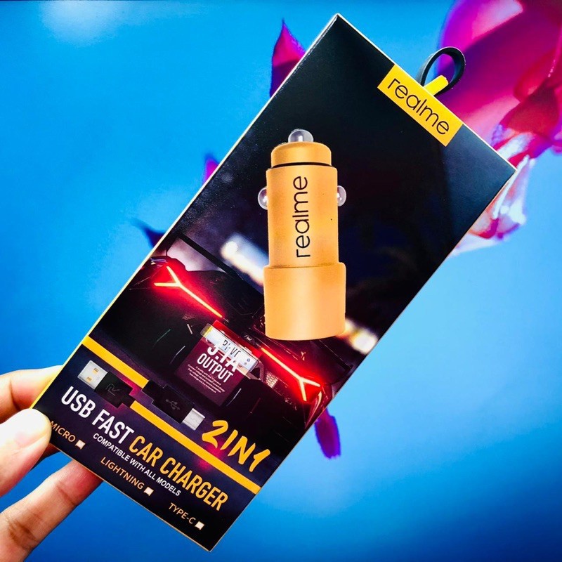 PROMO CAR CHARGER REALME VOOC 2USB + KABEL DATA MICRO ORI