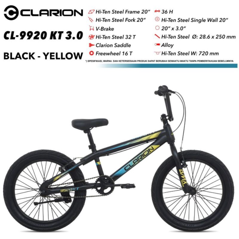 BMX 20 CL 9920 KT CLARION CL9920 BAN 3.0 SEPEDA ANAK DEWASA BY PACIFIC
