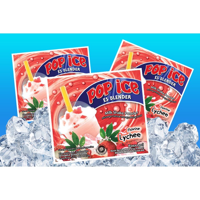 @10pcs Pop Ice Aneka Rasa Minuman Es Blender 25gr Murah Lychee Leci @1renceng