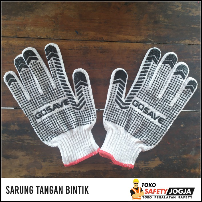 SARUNG TANGAN BINTIK 6 BENANG KARET KATUN POLKADOT BANGUNAN SAFETY GOSAVE