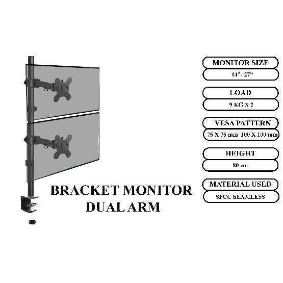 bracket monitor jepit meja 13 - 28 inch impor