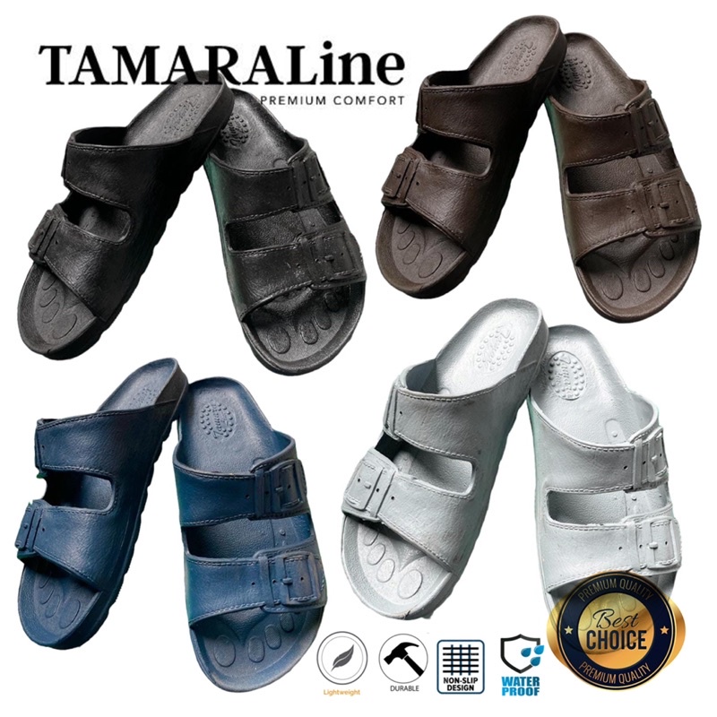 Sandal Selop Slide Slip on Karet Pria Dewasa / Remaja - TAMARALINE 128 / Bahan Premium Lentur Empuk Ringan Kuat Anti Slip Anti Air Model Sandal Casual Santai Rumah Hotel Outdoor Kamar Mandi Murah Original