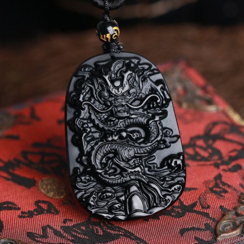 KALUNG PRIA LIONTIN GIOK HITAM / KALUNG BLACK JADE NAGA DRAGON TERMURAH