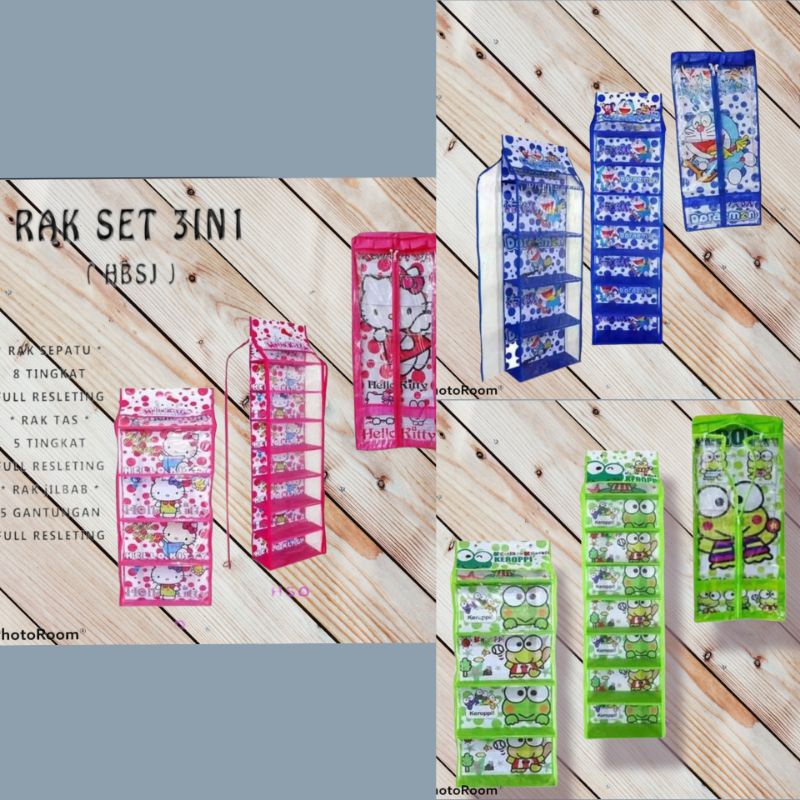 Rak Set Gantung 3in1 (Rak Tas, Rak Sepatu, Rak Jilbab)