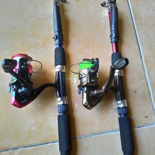 1 set alat pancing atau joran + senar + kail ( tegek,  reel, real)