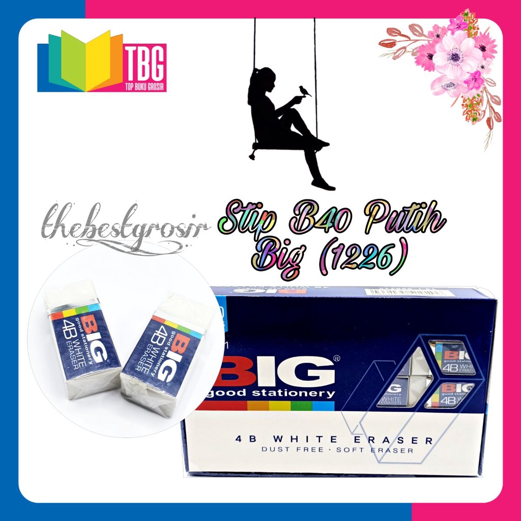 

1 PCS PENGHAPUS KECIL B40 9401 PUTIH BIG / STIP PENSIL BIG / DUST FREE ERASER (R-1226)