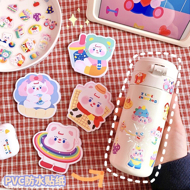 

White bear sticker pack ( Sticker deco Sticker bujo Sticker Journaling Sticker korea aesthetic )