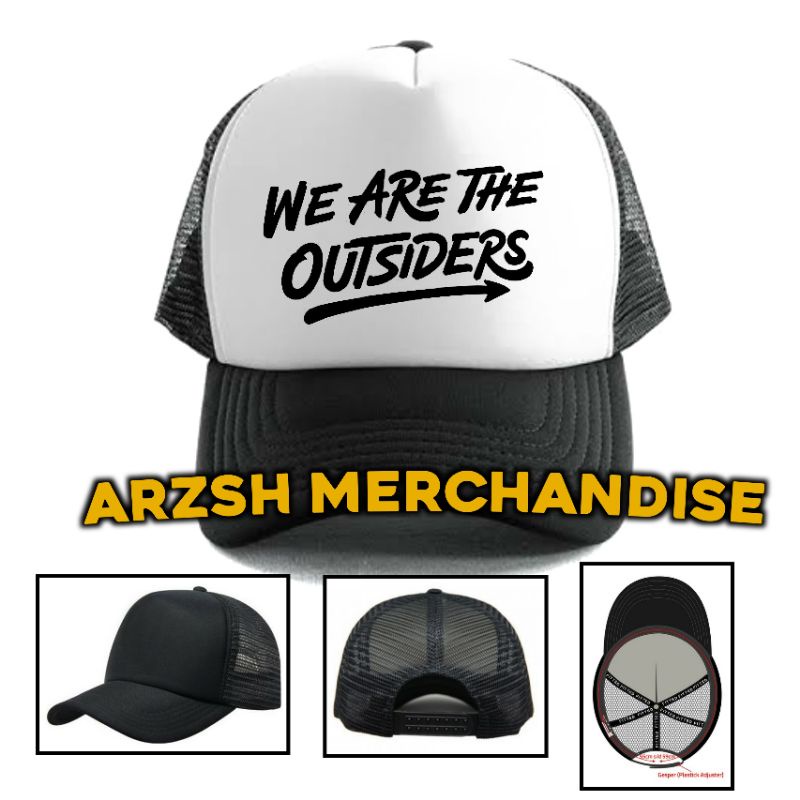 Topi We Are The Outsider Trucker - Topi Trucker Jaring Outsider Hitam Putih