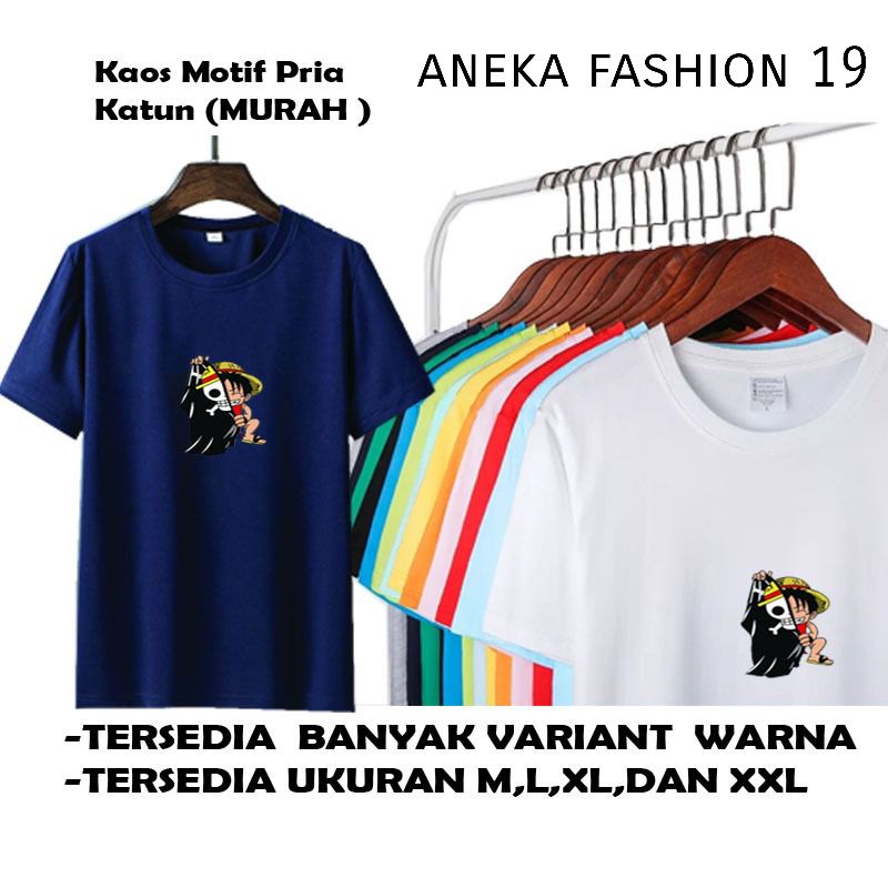 KAOS OBLONG DEWASA lengan pendek moti  Luffy one piece bendera pria  / kaos pendek bisa unisex / kao