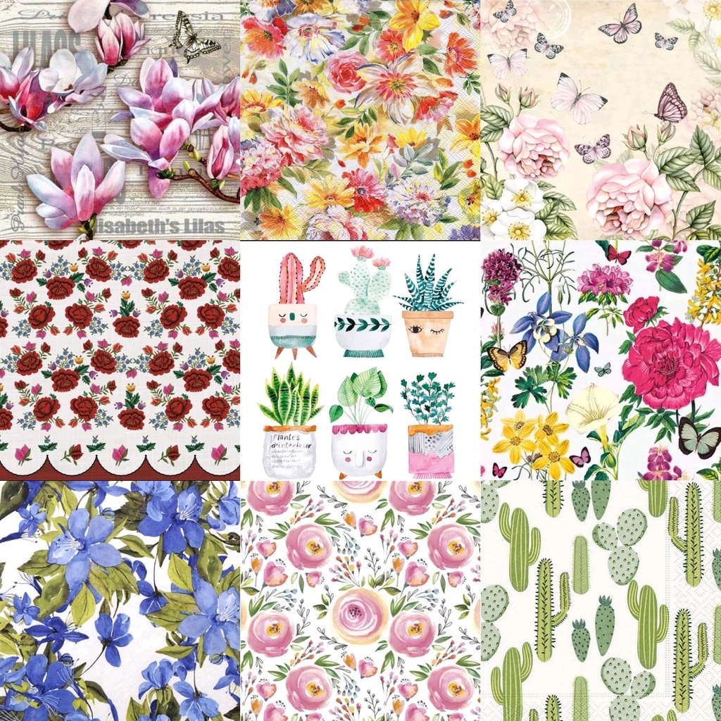 TISU NAPKIN DECOUPAGE EROPAH – Flower Motif AT