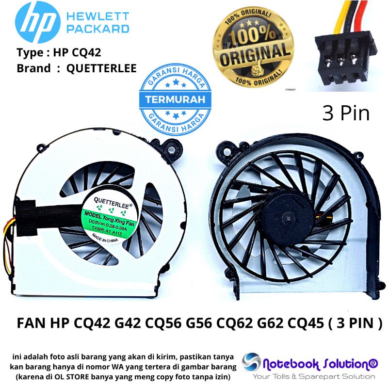 Fan Laptop HP Compaq CQ42 CQ42-100 CQ42-200 G42 CQ72 G4-1000 G6-1000