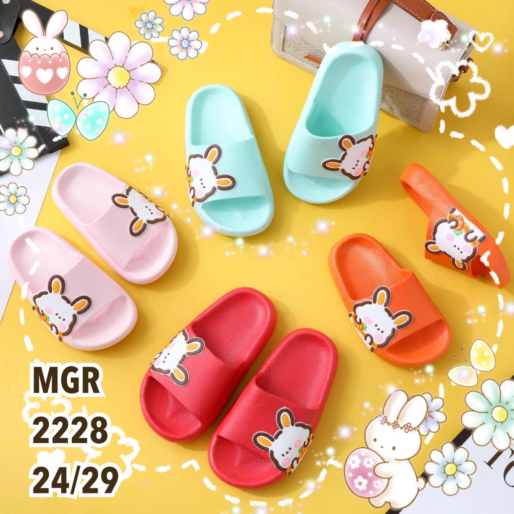 [NEW] Sandal Slop Jelly Karet Anak Cewek Simple Bunny Kelinci Cute Lucu Cantik Gemoy MGR Mokaya Balance (2228) /Size 24-29