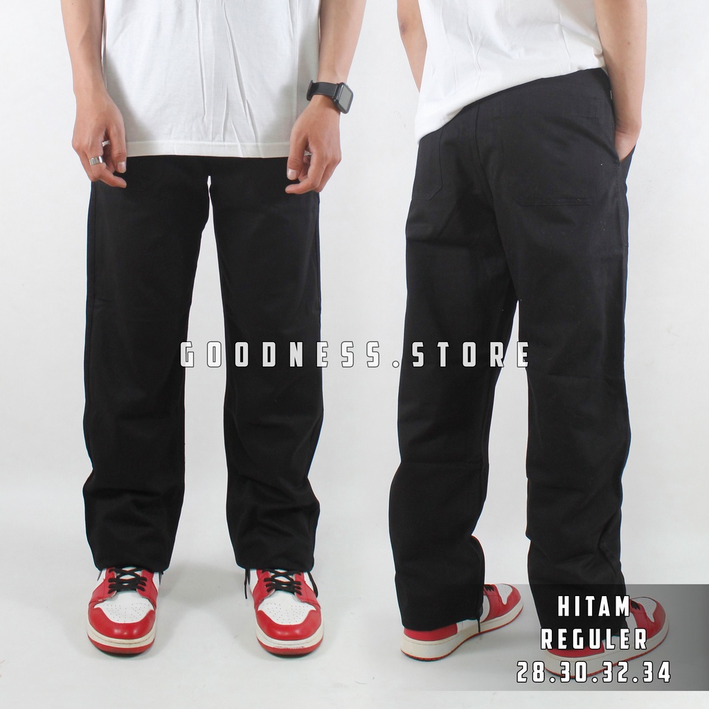 CELANA CHINO OVERSIZE BAGGY PANTS PRIA FATIGUE PANTS HITAM