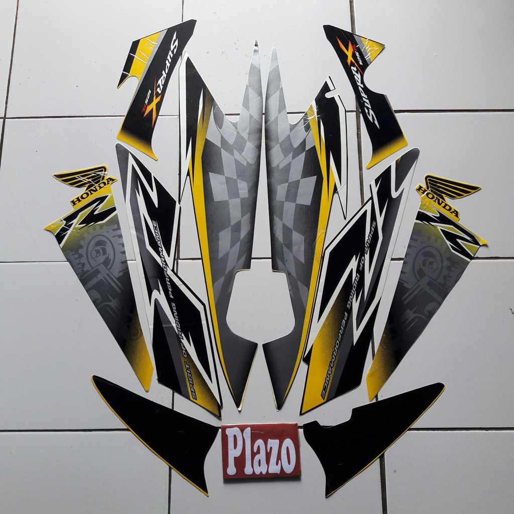 stiker striping body motor supra x 125r 2008 kuning