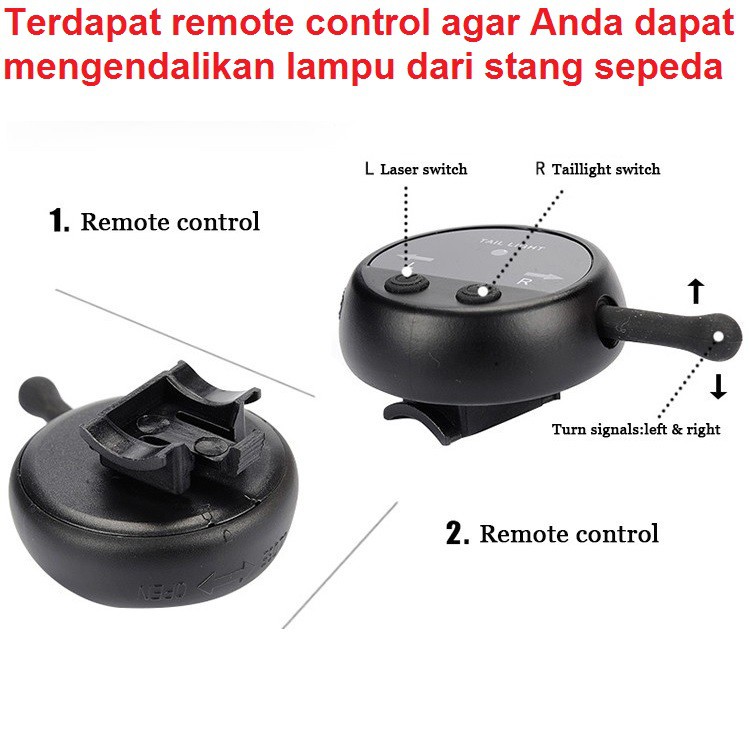 Lampu Belakang Sepeda 64 LED dengan Remote Control RECHARGEABLE USB-LAMPU CHARGE USB-LAMPU LED