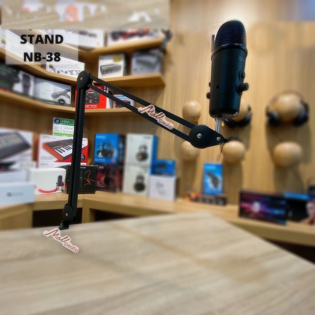 GS8-2  ARM STAND MIC broadcast meja Premium khusus Mic Berat TECH NB38 taffstudio stand holder microphone boom arm table mount springless nb38 - black Or-i