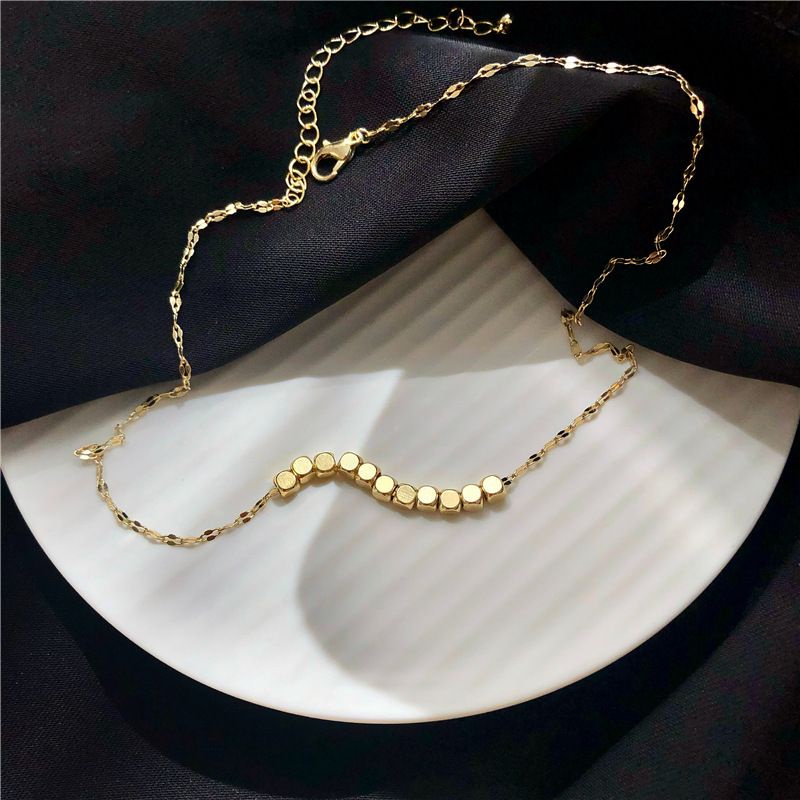 Kalung Liotin Simple Elegant Polos Gold Necklace Satu Layer Aksesoris