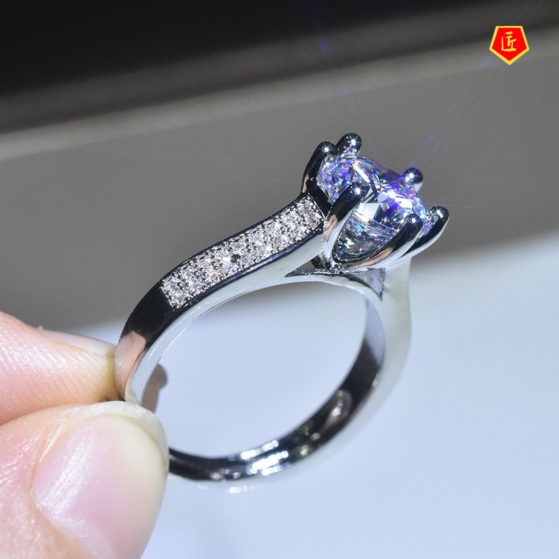 [Ready Stock]Simple Elegant Pt950 Platinum Inlaid Moissanite Ring