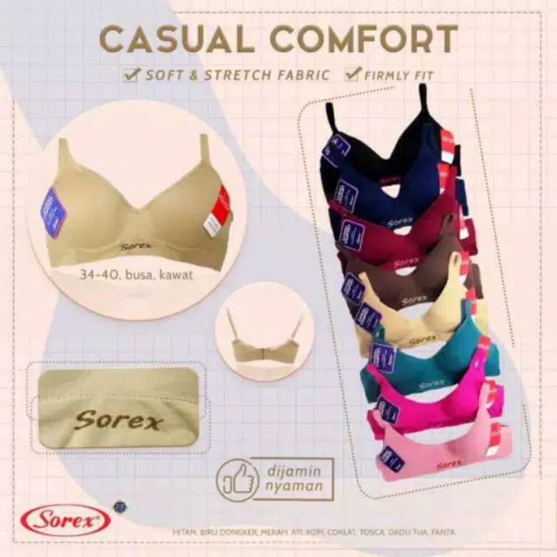 SOREX Bra Casual Comfort 65001 Busa Tipis Tanpa Kawat Original