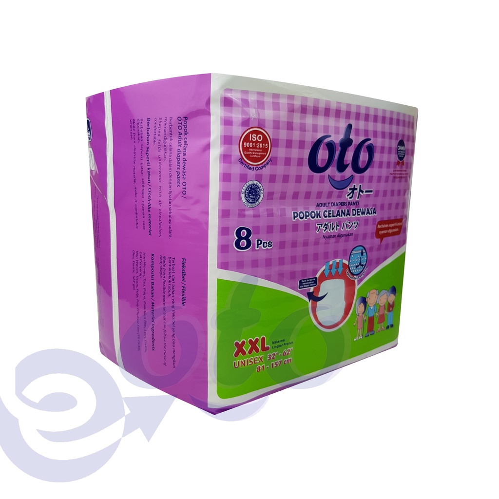 OTO Popok Dewasa PANTS Diapers model Celana ukuran XXL isi 8 pcs x 12 ( 96 pcs )