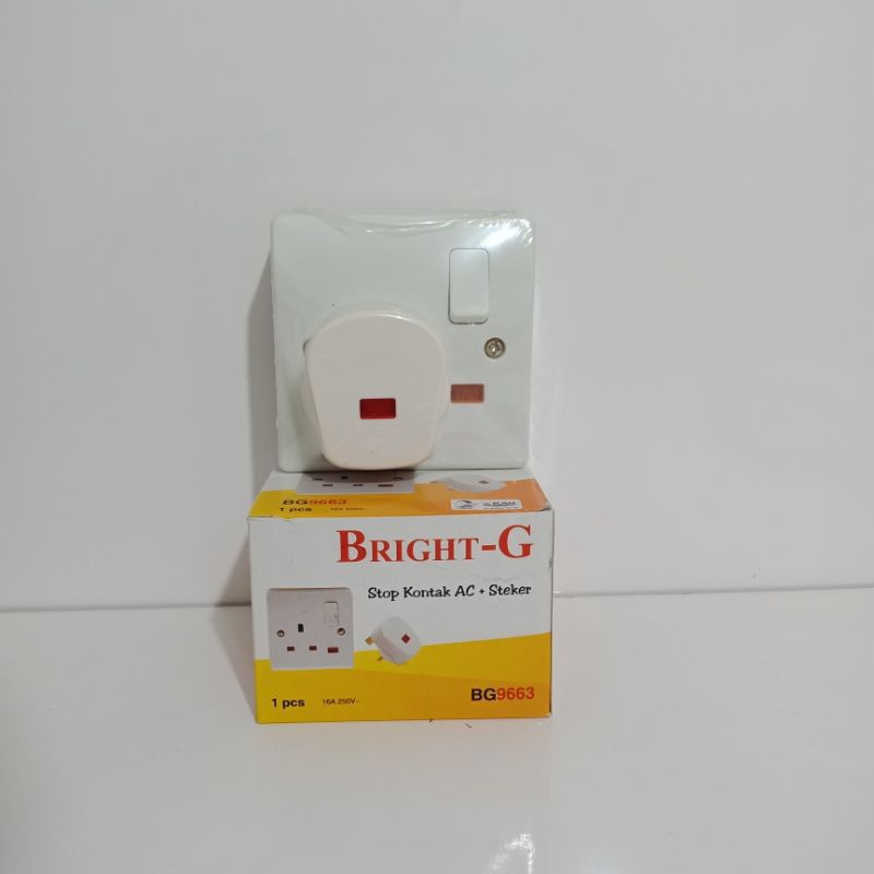 Stop Kontak AC + Steker BRIGHT G / Stop Kontak AC Set BG - 9663