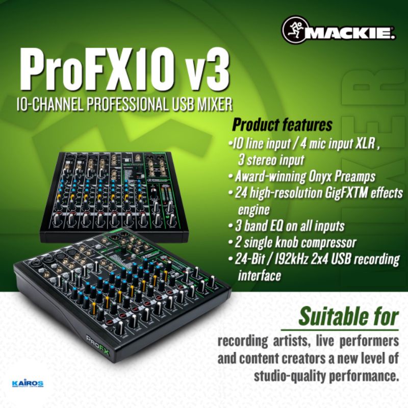 MACKIE PROFX10V3 10-Channel Professional Effects Mixer with USB