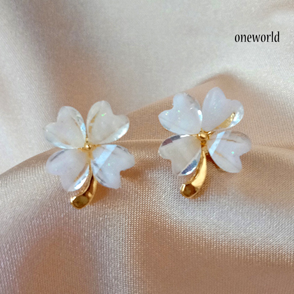 OW# Women Fresh Simple Summer Flower Shaped Alloy Earrings Ear Stud Jewelry Gift