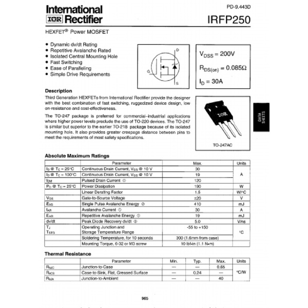 Transistor IRFP250 Mosfet IRFP 250 Fet