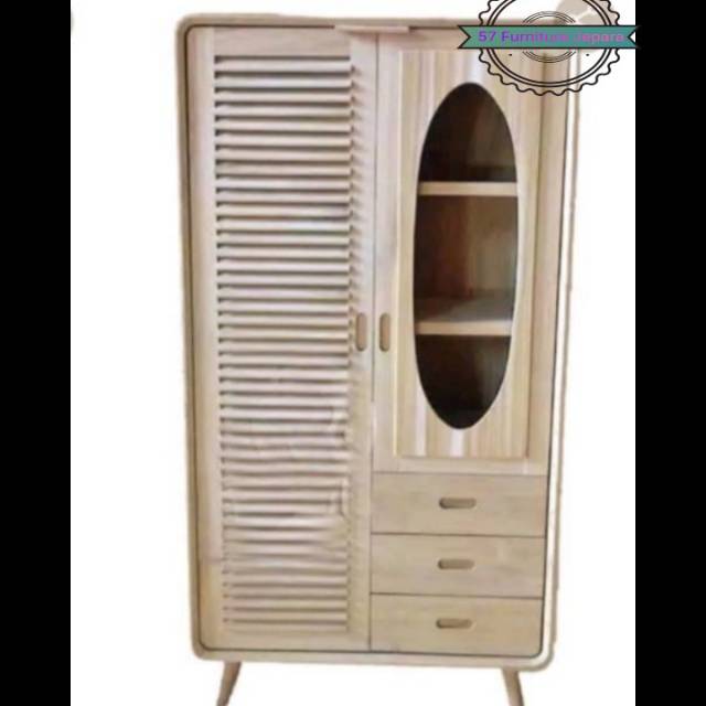 Lemari tempat pakaian model retro antik klasik kuno kayu jati mentahan grade A mebel jepara
