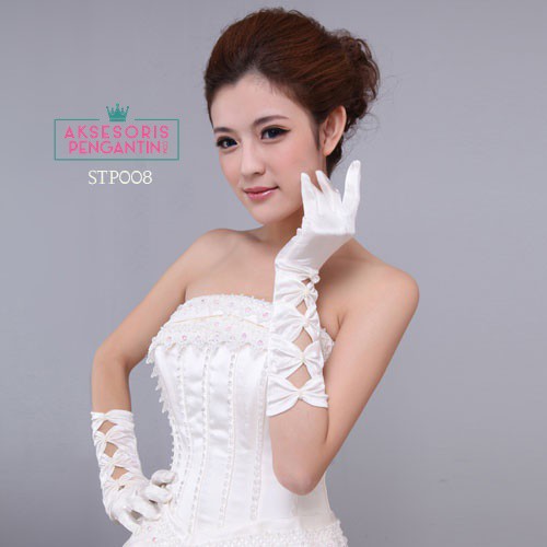 [BISA COD] SARUNG TANGAN PENGANTIN AKSESORIS WANITA GLOVES WEDDING LACE STP008