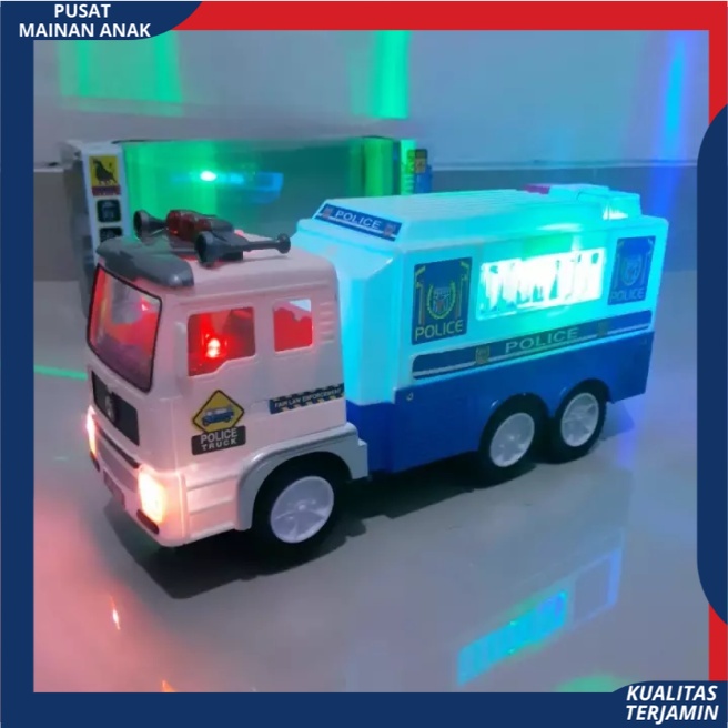 Mainan Anak Mobil Truk Polisi Berlampu Dan Musik / Mobilan Police Truck JY685 Kado Ulang Tahun