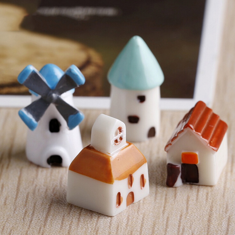 4pcs / set Miniatur Kincir Angin Mini Untuk Dekorasi Taman Peri / Rumah Boneka