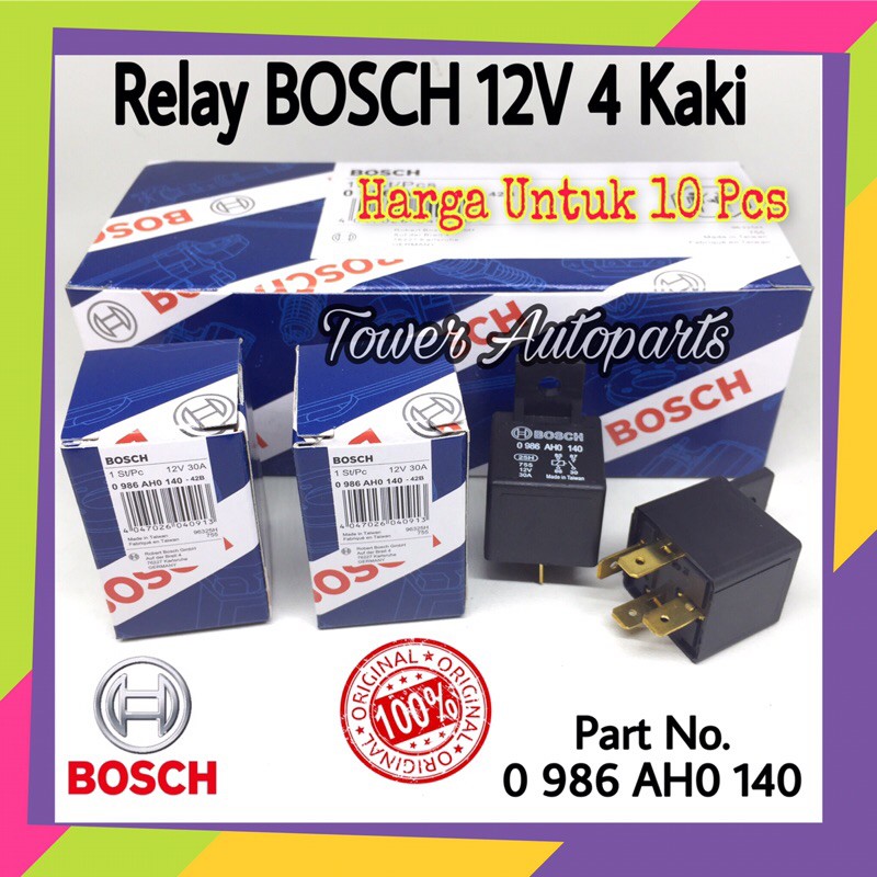 Grosir Murah 10pcs - Relay Bosch 12 Volt Kaki 4 / Pin - Riley Bosch 4 Kaki Original